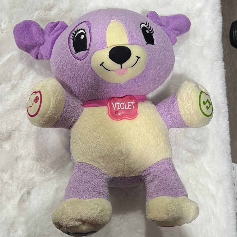 Violet Plush Puppy Stuffed Animal - Purple and Cream